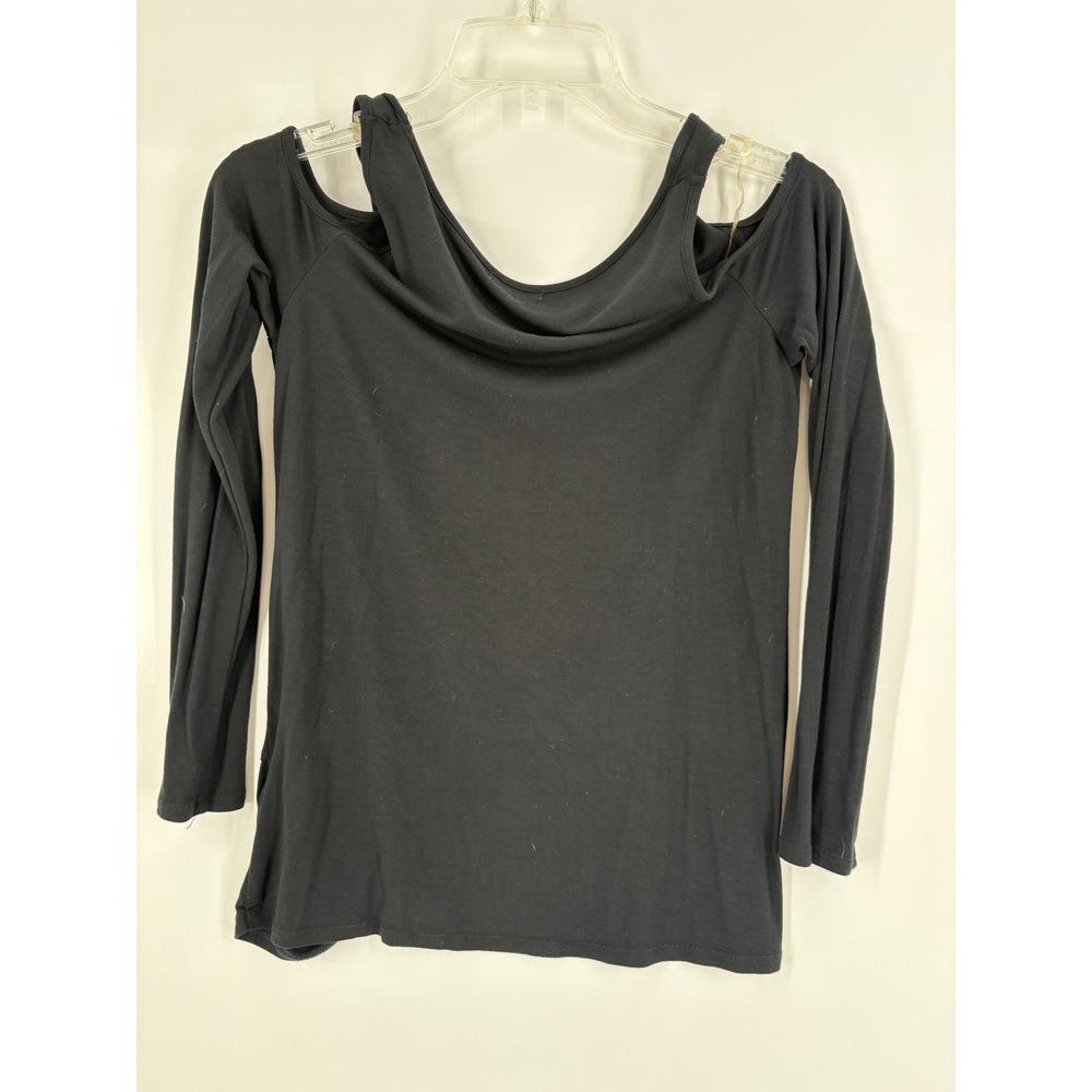 Love Fire‎ Black Cold Shoulder Twist Front Long Sleeve Top Women's S